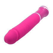 Ярко-розовый силиконовый вибратор Ecstasy Greedy Dong - 19 см. - фото, цены