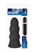 Чёрная виброёлочка Menzstuff Vibrating Buttcrasher Waved - 20 см. - фото, цены