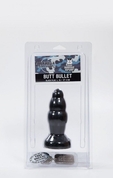 Черная рельефная анальная пробка Butt Bullet - 15 см. - фото, цены