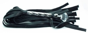 Чёрная плеть из кожи с широкими хвостами и набалдашником - 60 см. - фото, цены