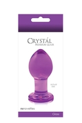 Фиолетовая стеклянная анальная пробка Crystal Medium - 7,6 см. - фото, цены