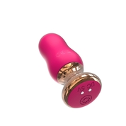 Розовая перезаряжаемая анальная пробка с вибрацией - 8,9 см. - фото, цены