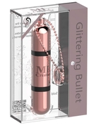 Золотистый мини-вибратор на цепочке Glittering Bullet - 9 см. - фото, цены