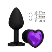 Черная силиконовая пробка с фиолетовым кристаллом - 7,3 см. - фото, цены