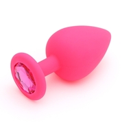 Розовая анальная пробка Оки-Чпоки с кристаллом - 9,4 см. - фото, цены