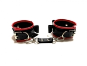 Черно-красные наручники с бантиками из эко-кожи - фото, цены