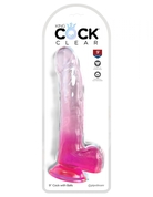 Розовый фаллоимитатор с мошонкой на присоске 9’’ Cock with Balls - 24,8 см. - фото, цены