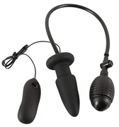 Черная надувная анальная пробка Inflatable Vibrating Butt Plug - 12,2 см. - фото, цены
