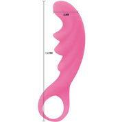 Розовый рельефный стимулятор с ручкой-кольцом - 14,2 см. - фото, цены