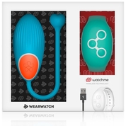 Голубое виброяйцо с зеленым пультом-часами Wearwatch Egg Wireless Watchme - фото, цены