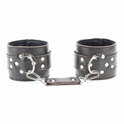 Коричневые кожаные наручники на металлической цепочке - фото, цены