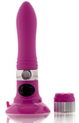 Фиолетовый водонепроницаемый вибратор на присоске со сменной панелью управления - 19 см. - фото, цены