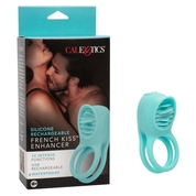 Голубое эрекционное виброкольцо Silicone Rechargeable French Kiss Enhancer - фото, цены