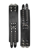 Широкие черные кожаные наручники без подкладки - фото, цены