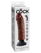 Коричневый вибратор со съемной присоской 8 Vibrating Cock - 21,6 см. - фото, цены