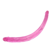 Розовый двусторонний фаллоимитатор из упругого геля - 42 см. - фото, цены