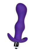 Фиолетовая изогнутая анальная вибропробка - 14 см. - фото, цены