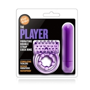 Фиолетовое эрекционное виброкольцо The Player Vibrating Double Strap Cock Ring - фото, цены