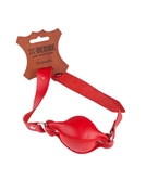 Красный кожаный кляп на регулируемых ремешках - фото, цены
