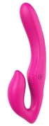Ярко-розовый безремневой страпон Remote Double Dipper - 22 см. - фото, цены