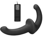 Черный безремневой вибрострапон с пультом управления Vibrating Silicone Strapless Strapon - фото, цены