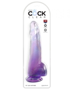 Фиолетовый фаллоимитатор с мошонкой на присоске 10’’ Cock with Balls - 27,9 см. - фото, цены