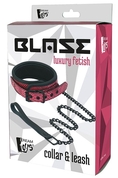 Розово-черный ошейник Collar Leash с поводком - фото, цены