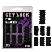Набор из 7 черных насадок на пенис Get Lock - фото, цены