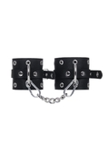Черные однослойные наручники с люверсами - фото, цены