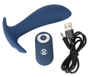 Синяя анальная втулка с вибрацией Vibrating Butt Plug - 12 см. - фото, цены