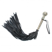 Чёрная многохвостая плеть с кованой рукоятью - 60 см. - фото, цены