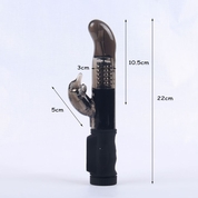 Дымчатый вибратор с изогнутой головкой, ротацией и клиторальным отростком - 22 см. - фото, цены
