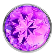 Серебристая анальная пробка Sparkle Xl с фиолетовым кристаллом - 11 см. - фото, цены