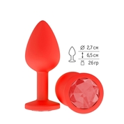 Красная анальная втулка с красным кристаллом - 7,3 см. - фото, цены