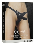 Чёрный страпон Pleasure Strap-On - 14,5 см. - фото, цены