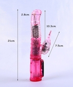 Розовый вибратор с подвижной головкой в пупырышках - 21 см. - фото, цены
