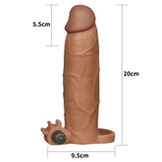 Коричневая насадка на пенис Add 3 Pleasure X Tender Vibrating Penis Sleeve с вибропулей - 20 см. - фото, цены