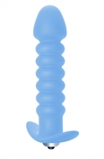 Голубая анальная пробка с вибрацией Twisted Anal Plug - 13 см. - фото, цены
