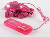 Розовый вибростимулятор в форме дельфина на регулируемых ремешках - фото, цены