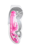 Розовый вибромассажёр типа rabbit из силикона Purrfect Silicone 7inch - 18 см. - фото, цены