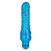 Синий вибратор-реалистик Sparkle Glitter Jack - 18,25 см. - фото, цены