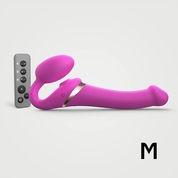 Ярко-розовый безремневой страпон Multi Orgasm Size M с клиторальной стимуляцией - фото, цены