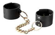 Черные наручники Wide Cuffs на цепочке - фото, цены