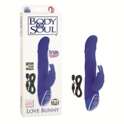 Синий вибратор хай-тек Body Soul Love Bunny - 19,5 см. - фото, цены