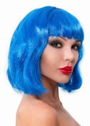 Синий парик-каре с челкой - фото, цены