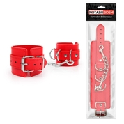 Красные наручники на регулируемых ремешках с цепочкой - фото, цены