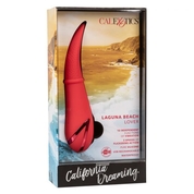 Красный вибромассажер Laguna Beach Lover с функцией «мерцающий язычок» - 20,25 см. - фото, цены