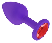 Фиолетовая силиконовая пробка с красным кристаллом - 7,3 см. - фото, цены