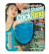 Голубое эрекционное кольцо в виде кулачка Hand Shaped Silicon Ring - фото, цены