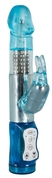 Голубой вибратор Rabbit с ротацией и клиторальным стимулятором - 21,5 см. - фото, цены